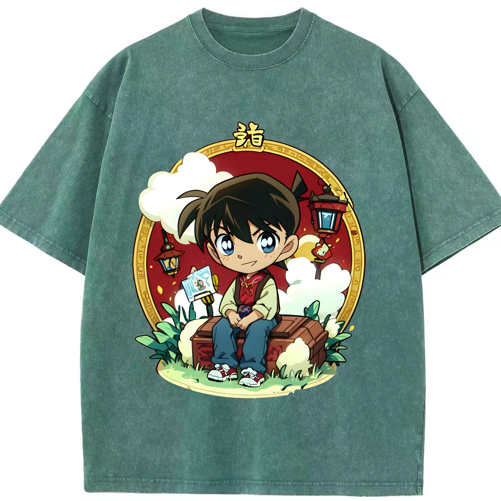 （画像用） 名探偵コナン 江戸川 コナン Detective Conan Conan Edogawa 綿100% ヴィンテージ風 半袖Tシャツ（フロントプリント）